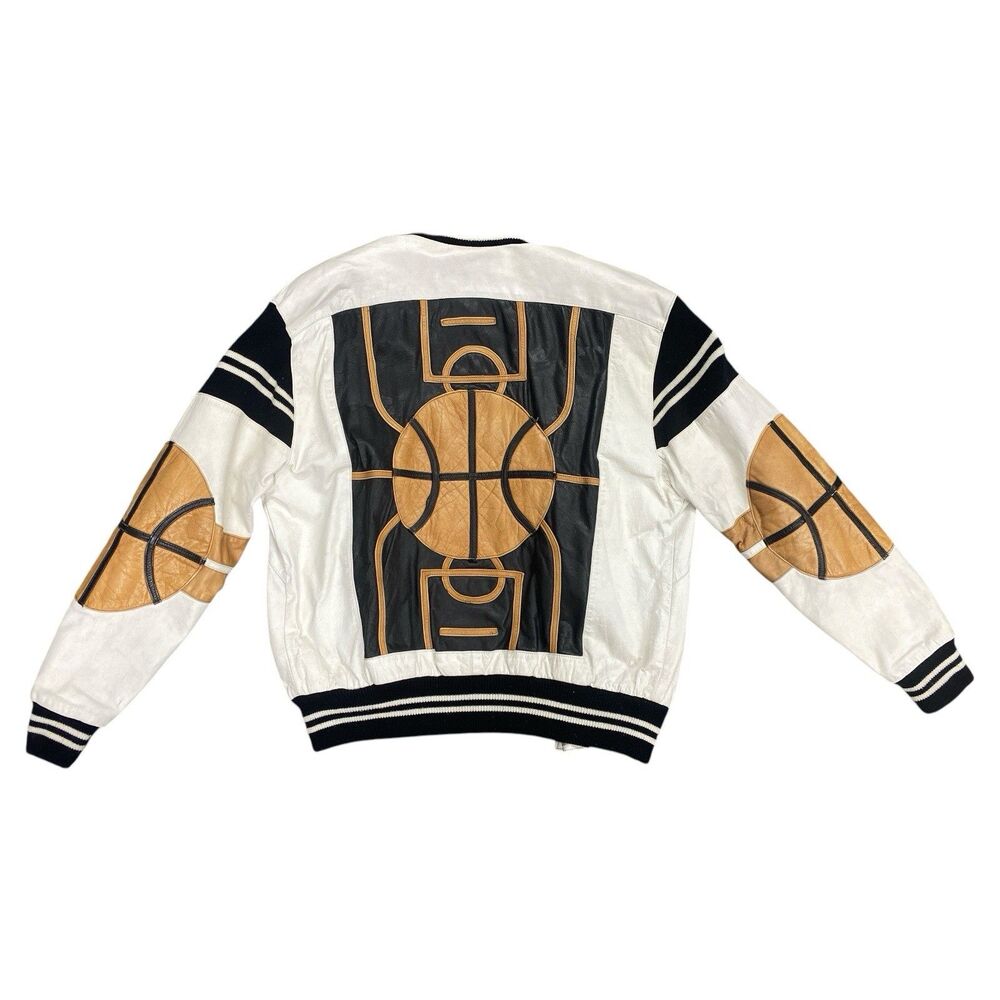 Vintage Michael Alle Manufacturers Leather Basketball Jacket Men's Sz Med. *READ - Picture 9 of 13